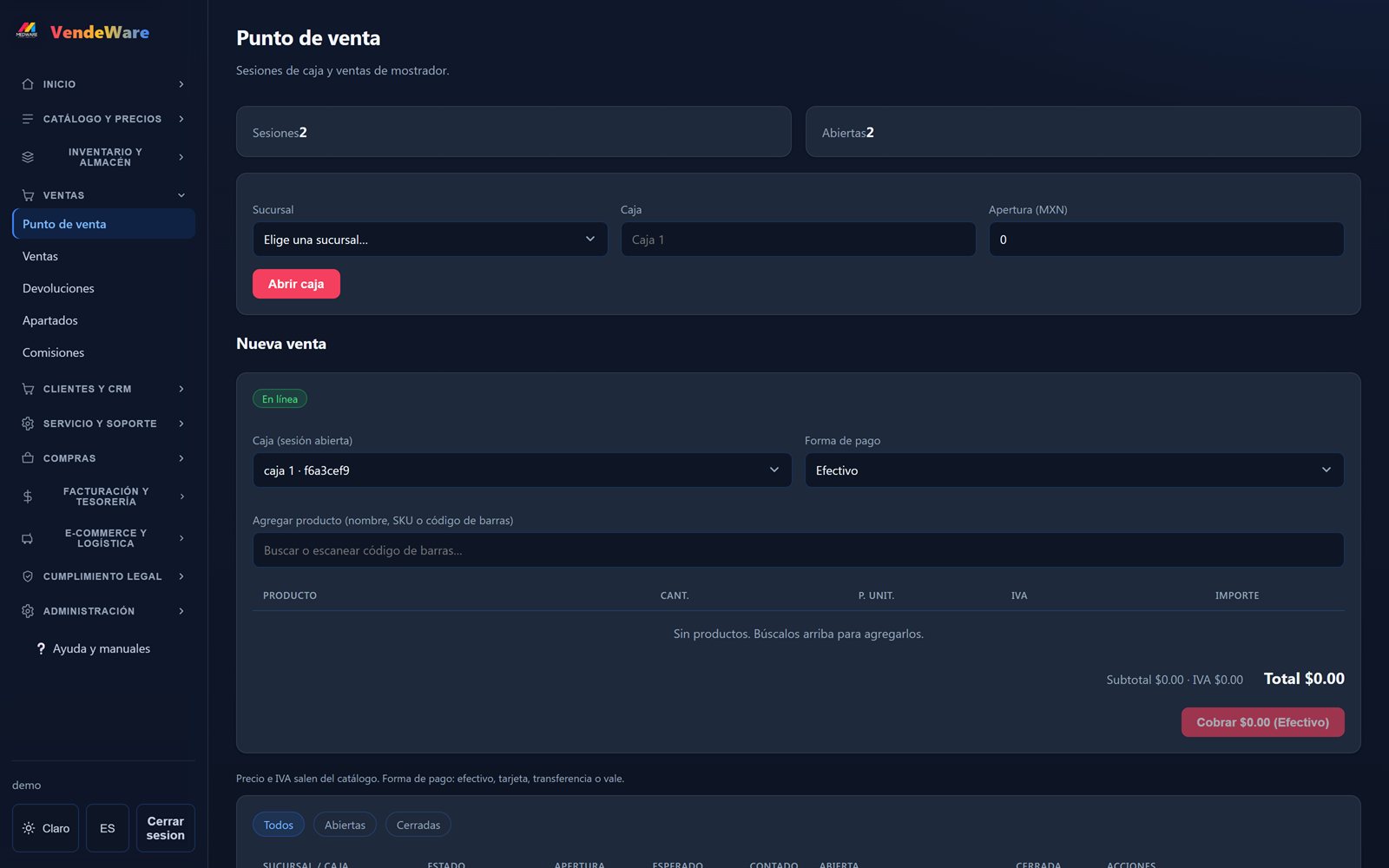 Punto de venta VendeWare para comercios en Mérida