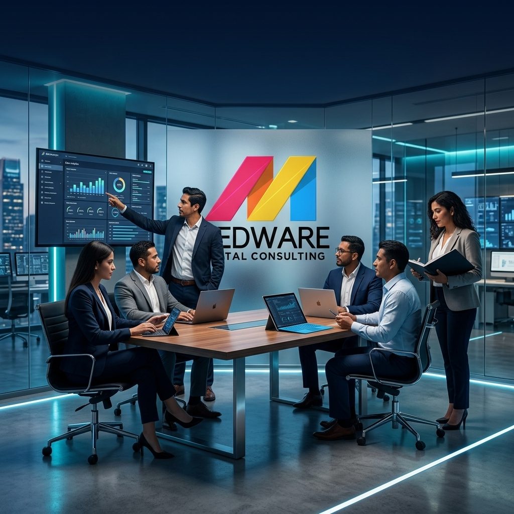 Equipo de Medware en sesión de consultoría TI